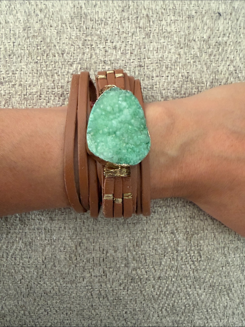 New Anthropologie Bansri Agate Stone Leather Wrap Bracelet